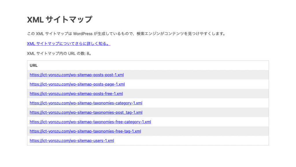 WordPress 標準 XMLサイトマップ